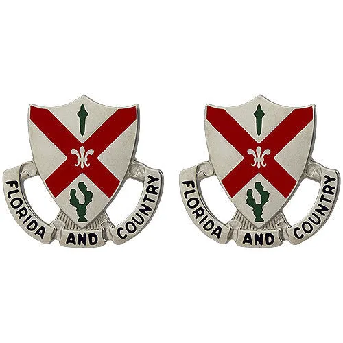 124th Infantry Regiment Unit Crest (Florida and Country) - Sold in Pairs