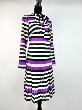 80s Deadstock Stripe Midi Frock - AU12