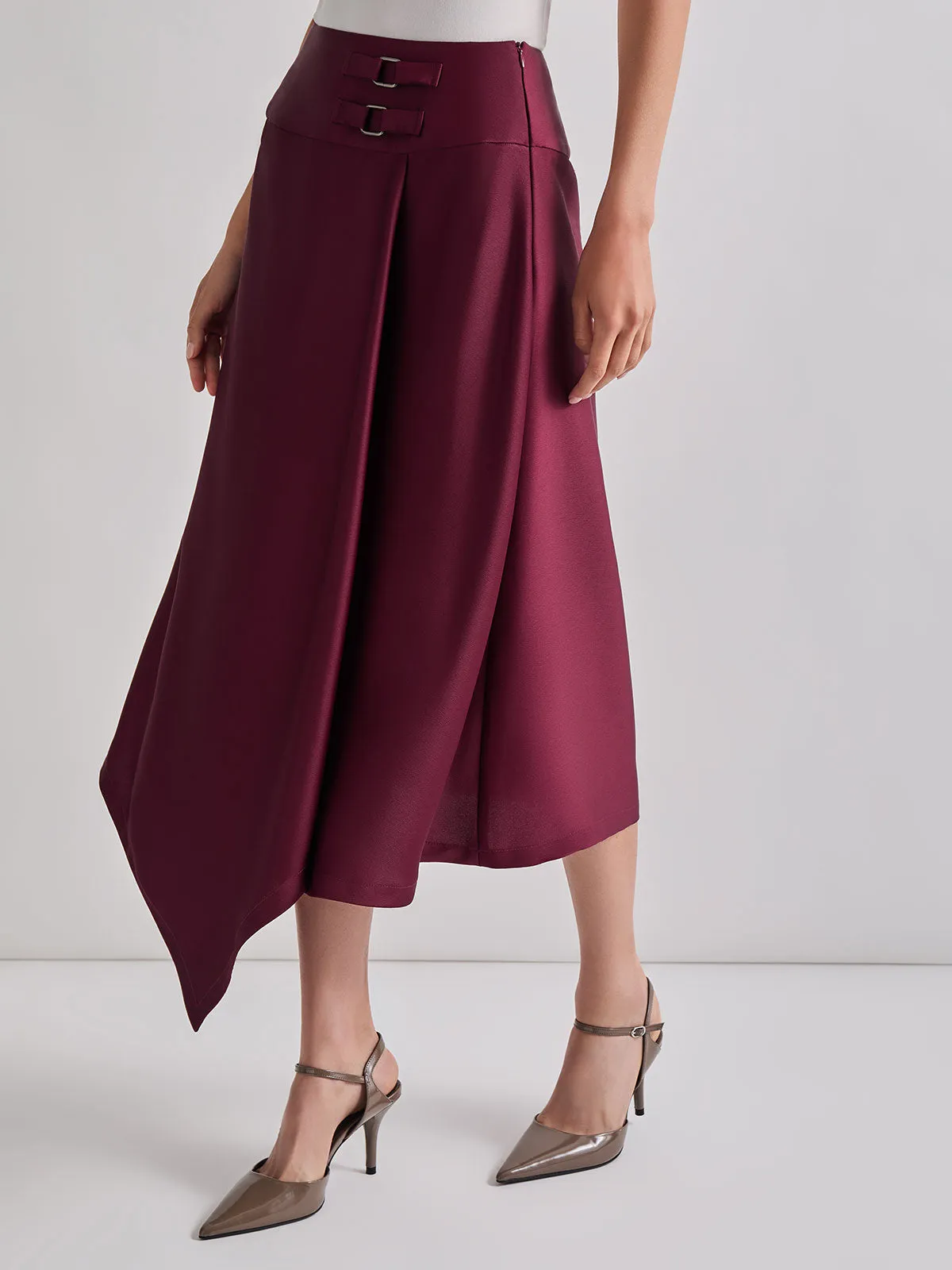 Asymmetrical Crepe de Chine Maxi Skirt