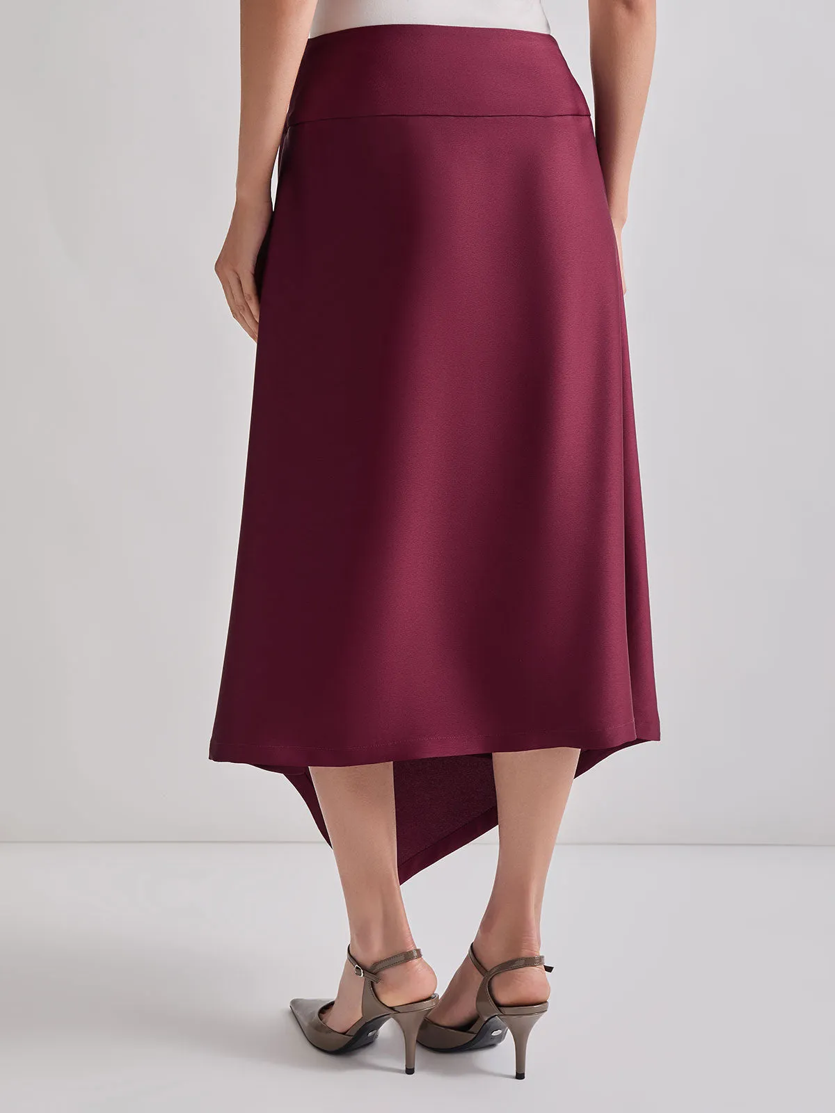 Asymmetrical Crepe de Chine Maxi Skirt