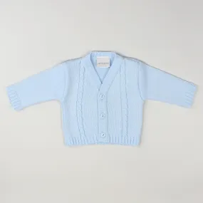 Baby Boys Knitted Cardigan - Blue - Cable Knit Design