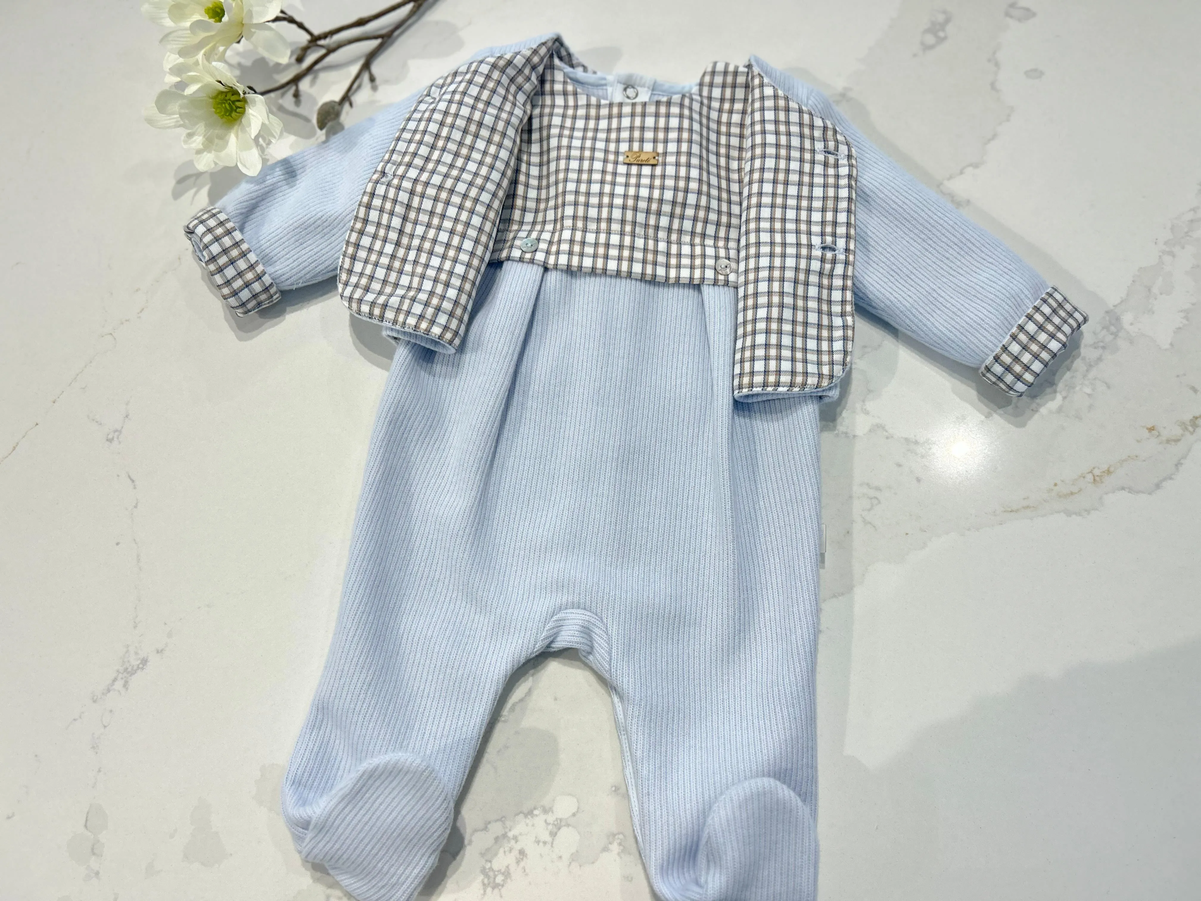 Babygrow - Ribbed Check Set