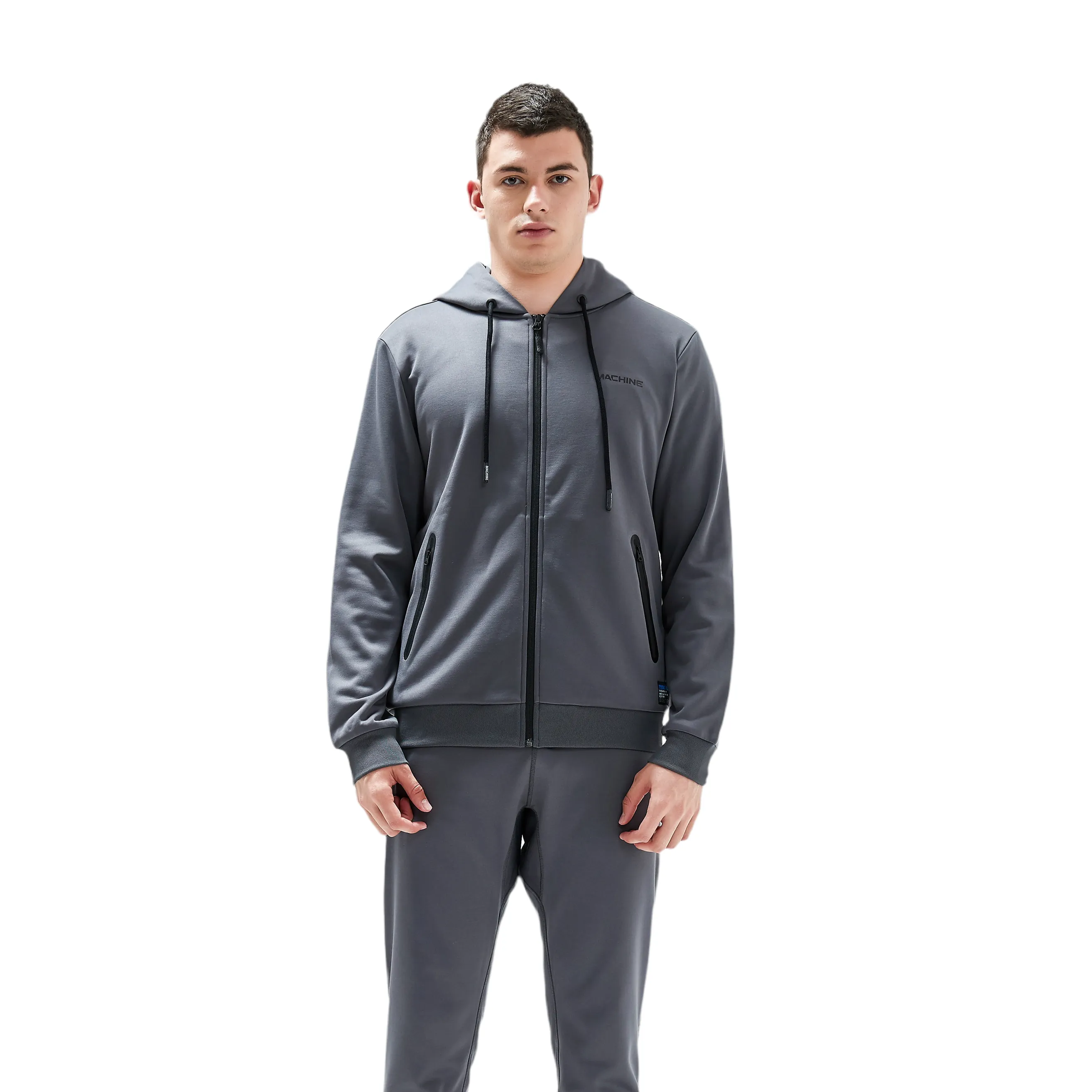 Beekman Zip Up Performance Hoodie - Smoke Grey