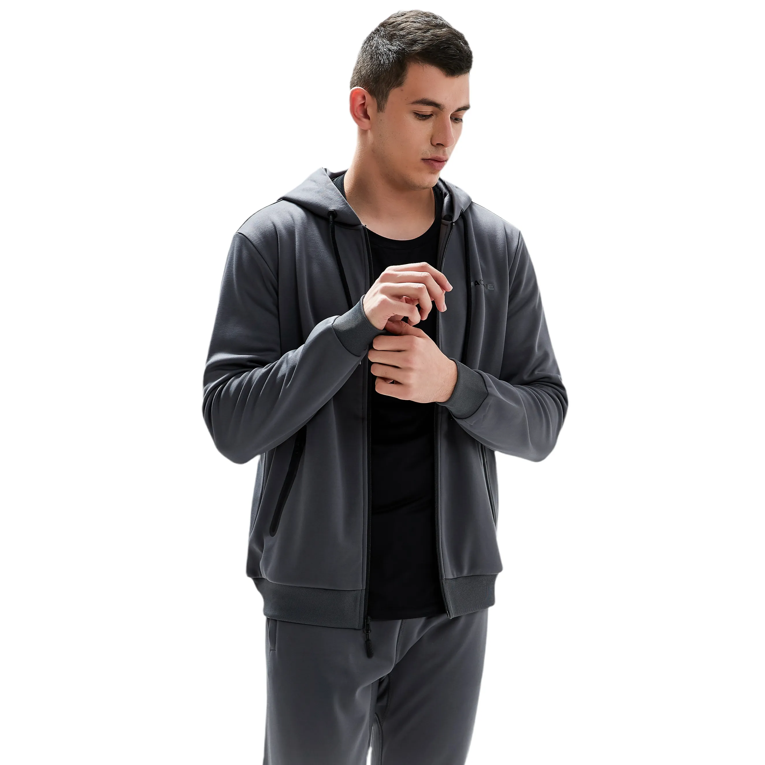 Beekman Zip Up Performance Hoodie - Smoke Grey