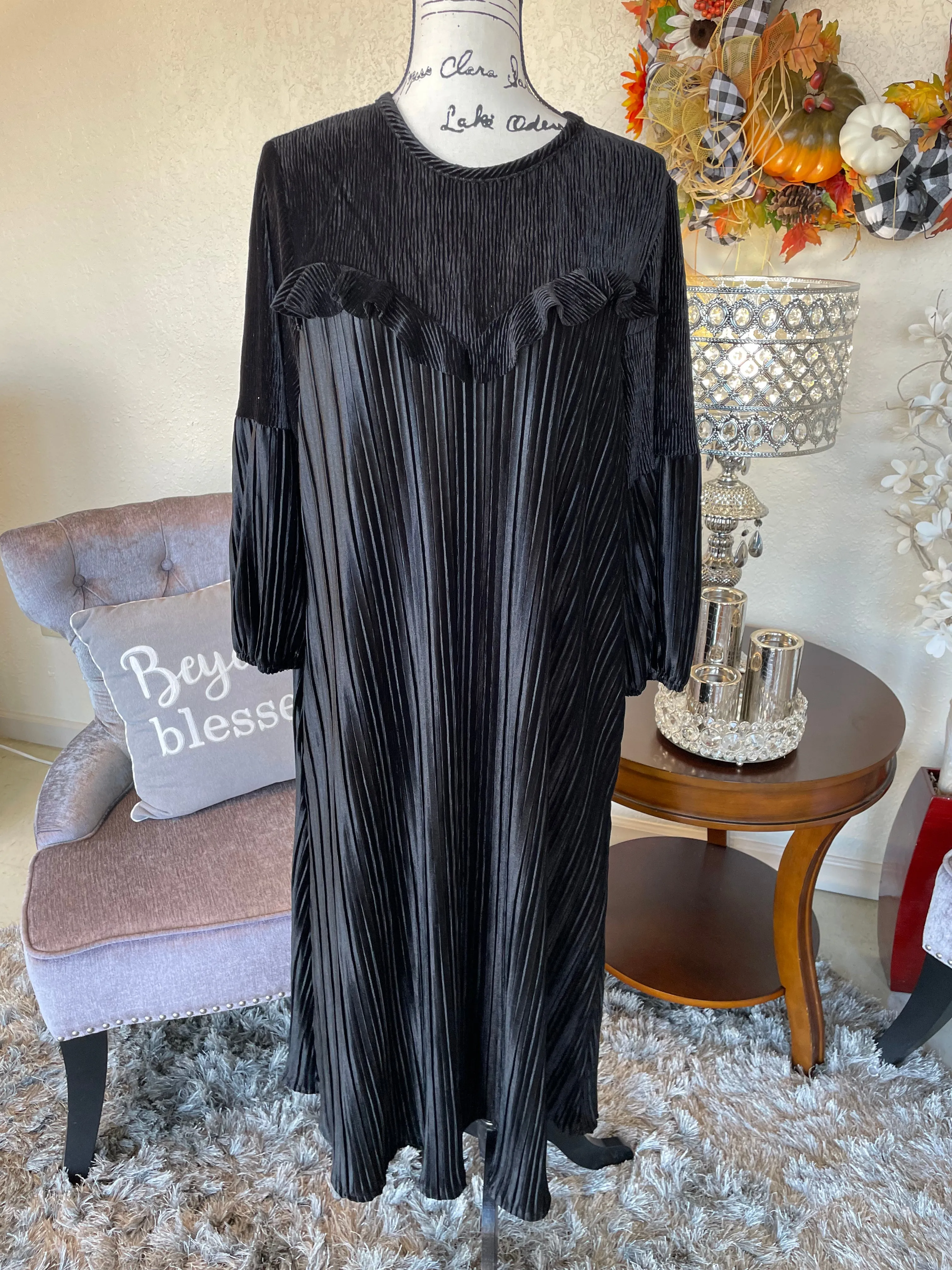 Black Pleated Dress