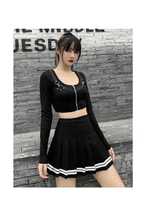 Black Tennis Pleat Skirt