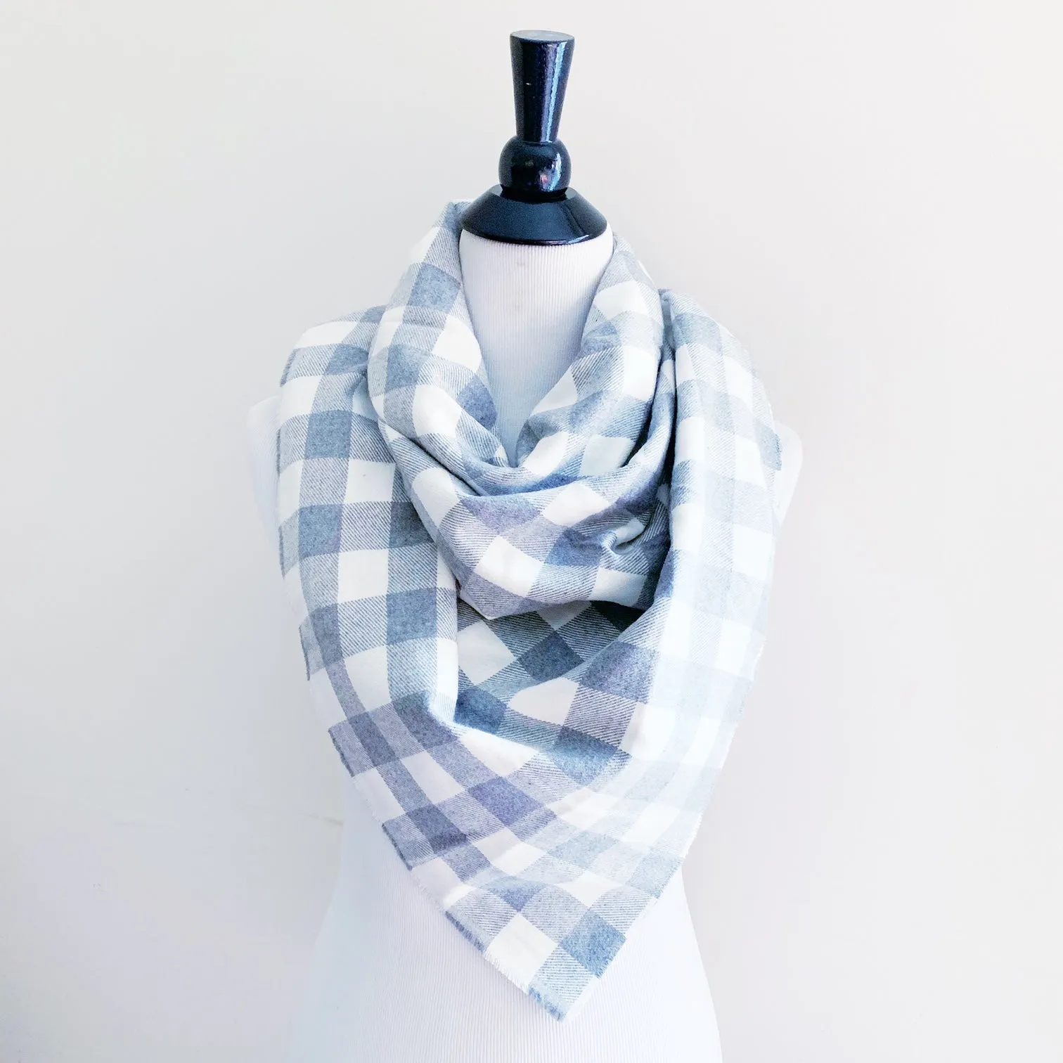 Blanket Scarf - Gray/White Buffalo Plaid