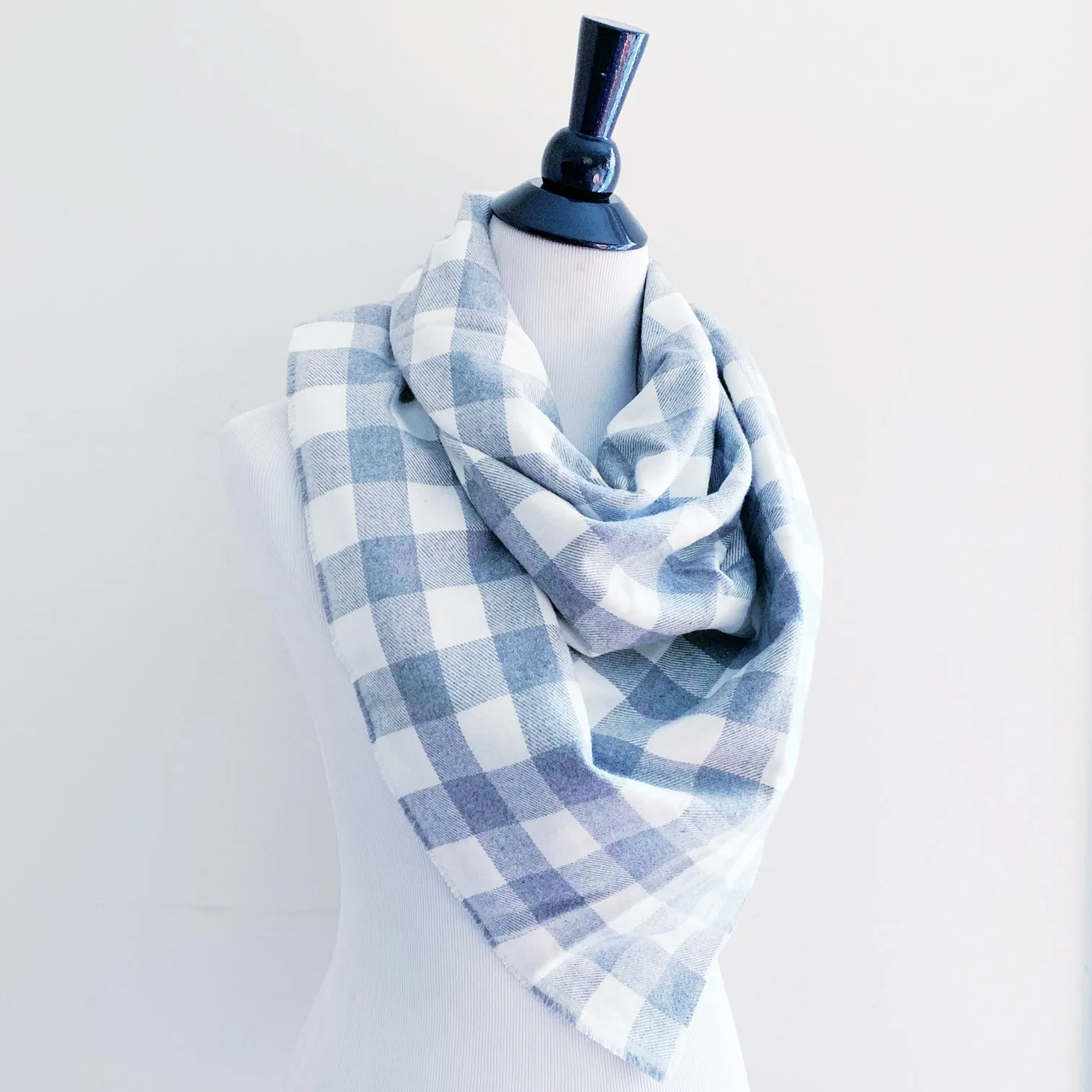 Blanket Scarf - Gray/White Buffalo Plaid