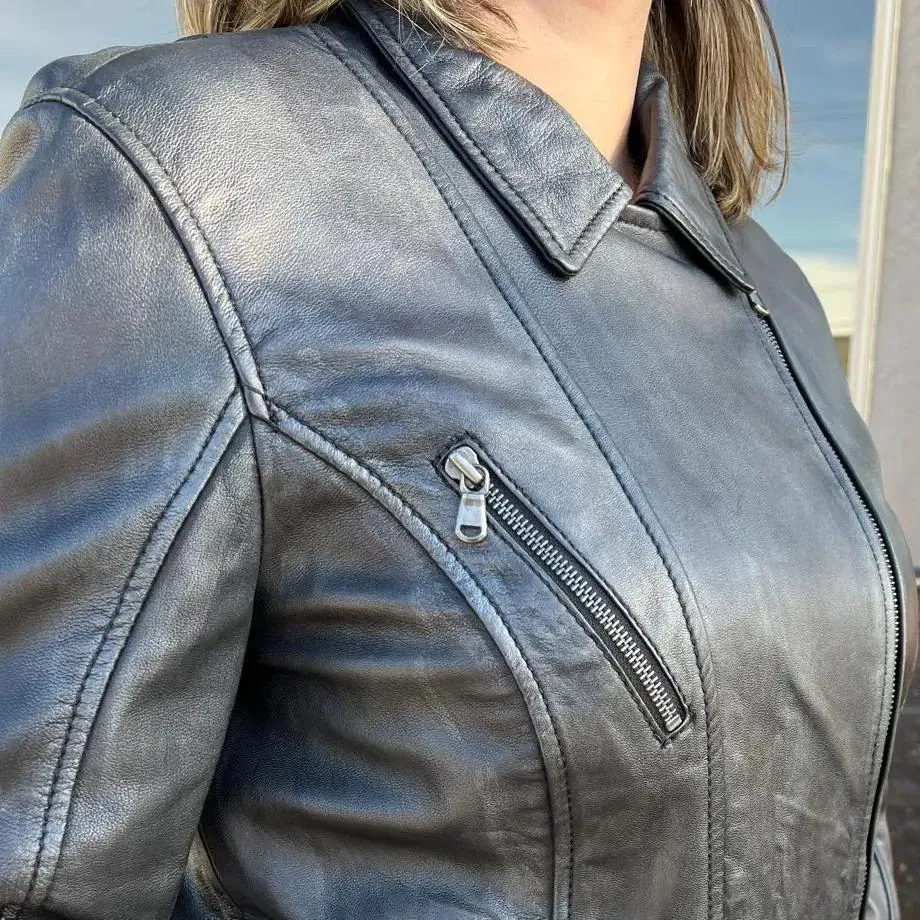 BOL Women's Lamb Leather Biker Style Jacket