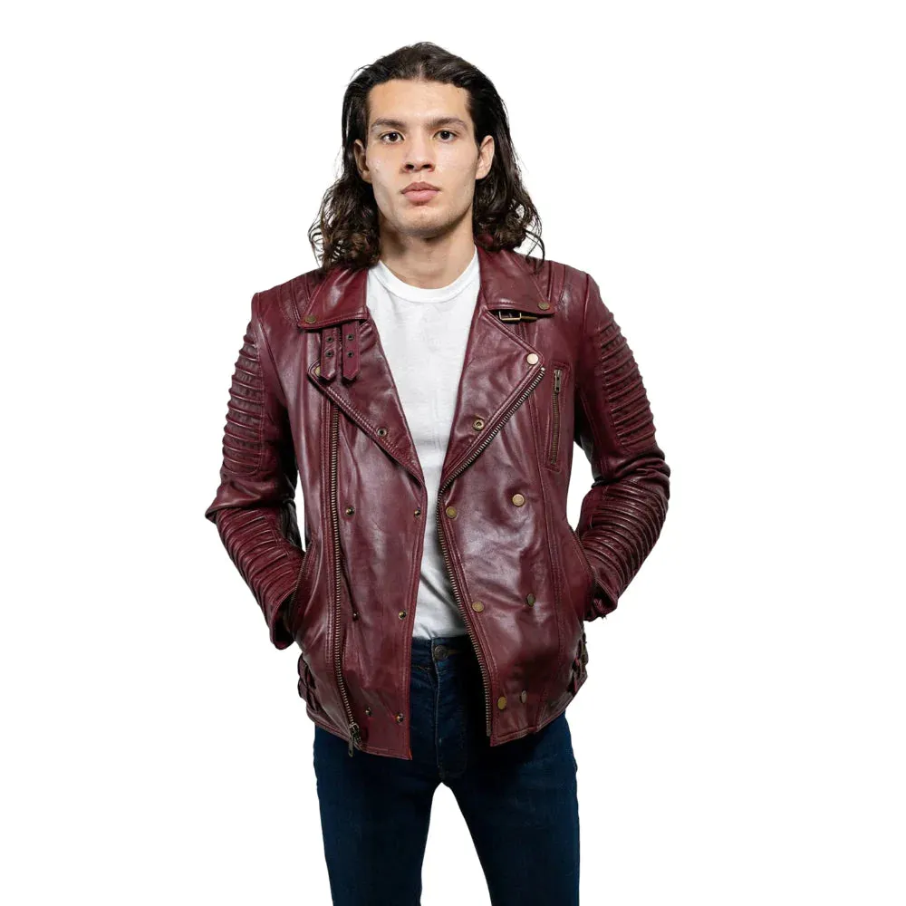 Brooklyn Mens Lambskin Leather Jacket Oxblood