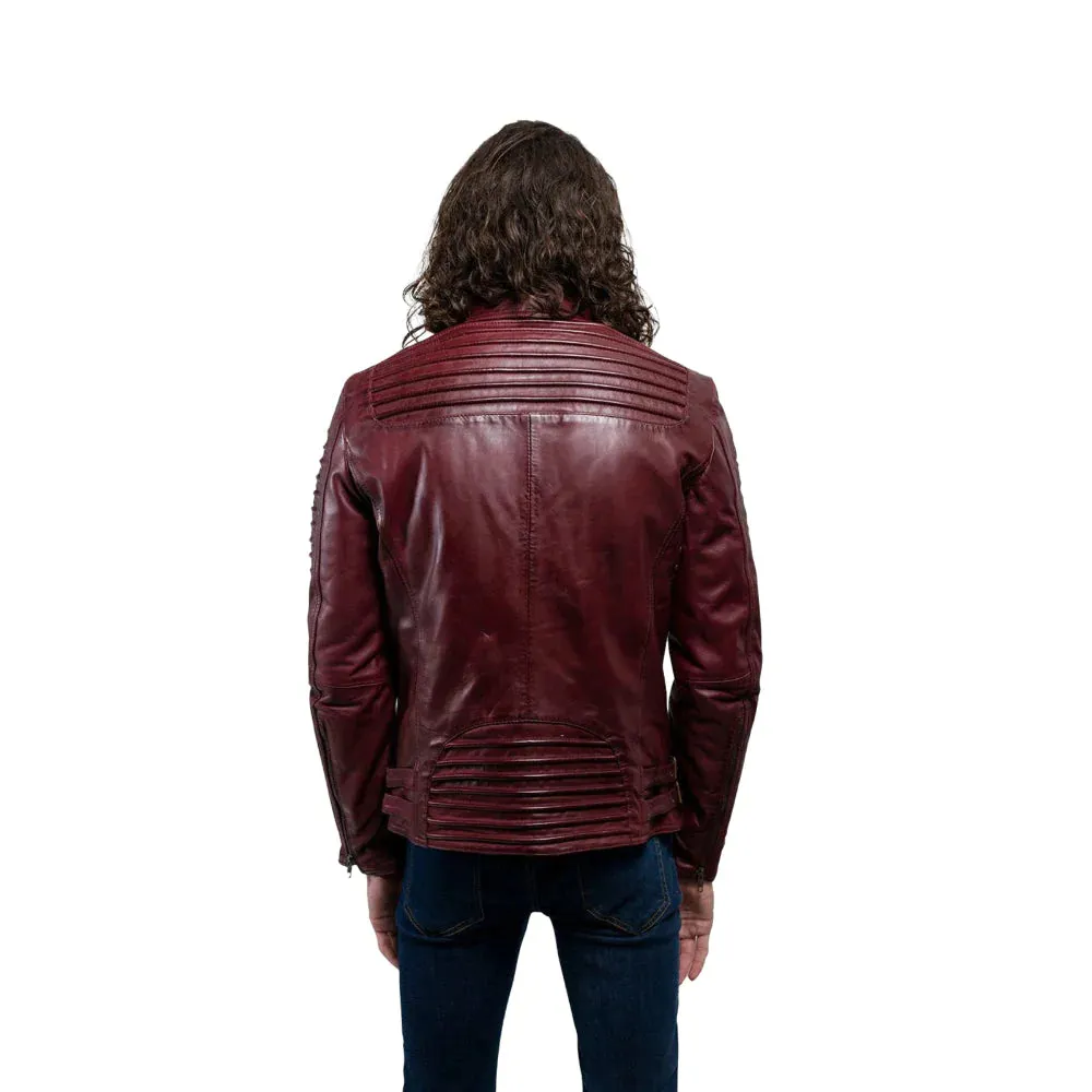 Brooklyn Mens Lambskin Leather Jacket Oxblood