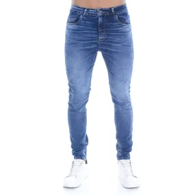 Calça Jeans Masculina Skinny Com Puídos E Elastano