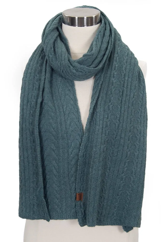 C.C CABLE WINTER SCARF (FOREST GREEN)