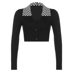 Checkerboard Collar Top