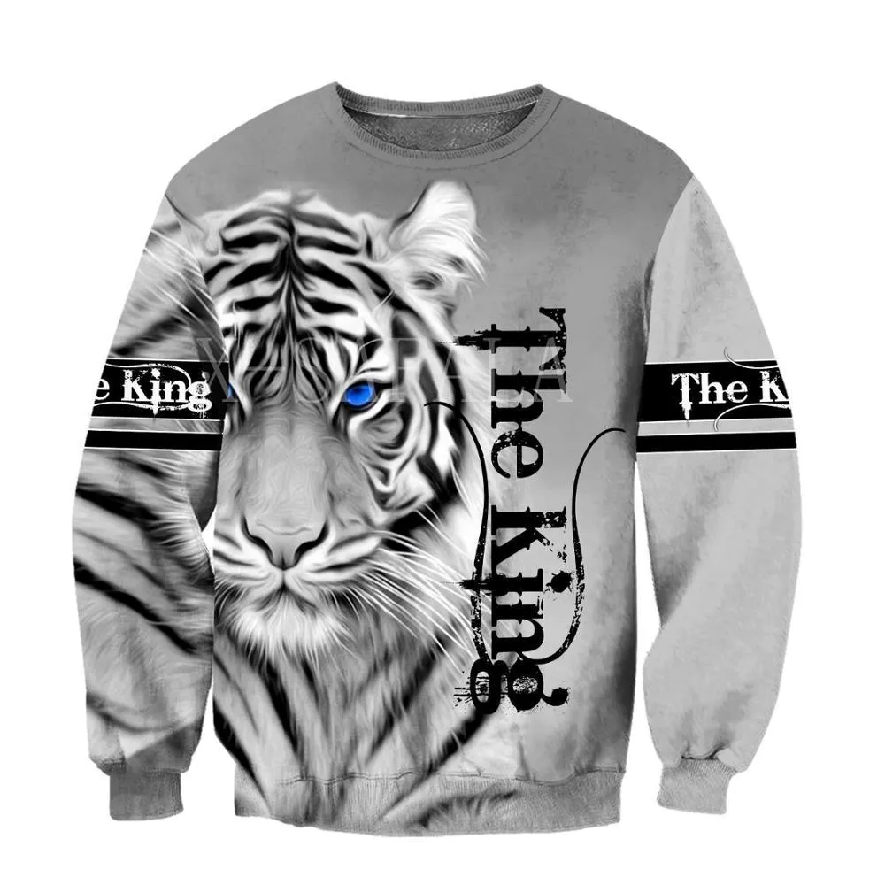 Cool White Tiger 3D All Over Print Hoodie Men Sweatshirt Zip Pullover Casual Jacket