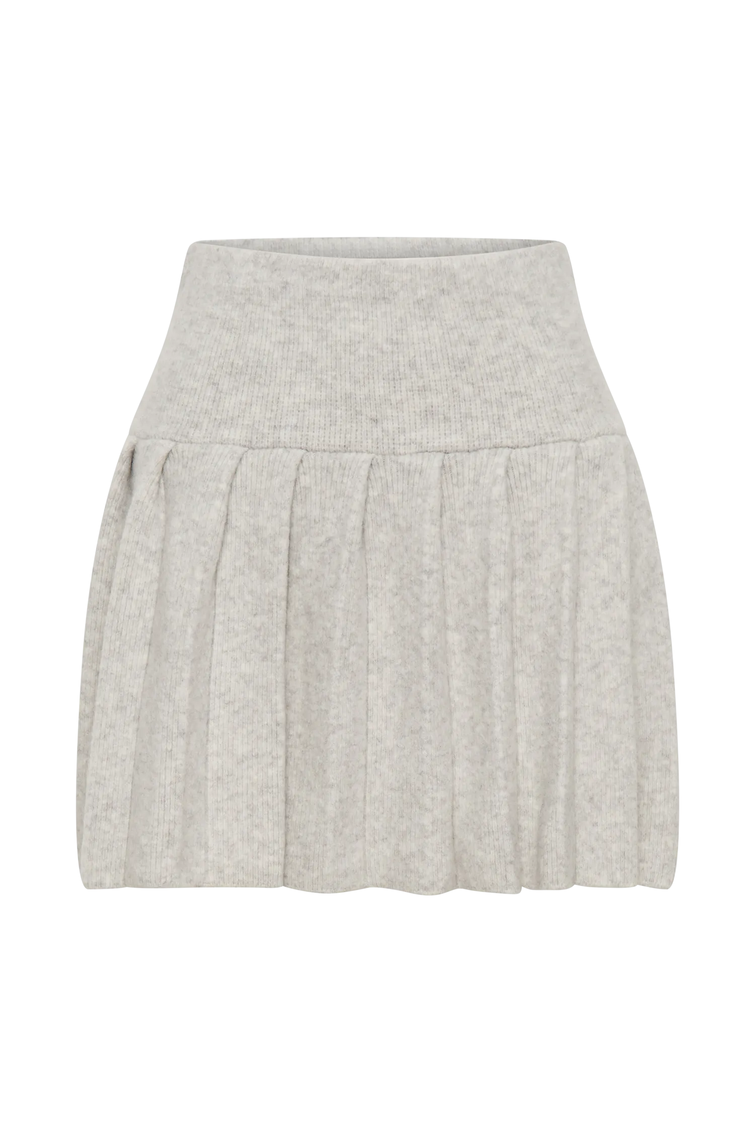 Dionne Pleated Knit Mini Skirt - Heather Grey Marle