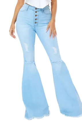 Distressed Flare Jeans light Stone