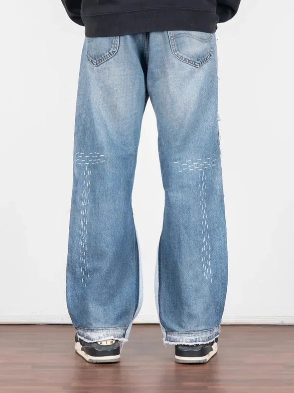 Double Knee Blue Sashiko Denims