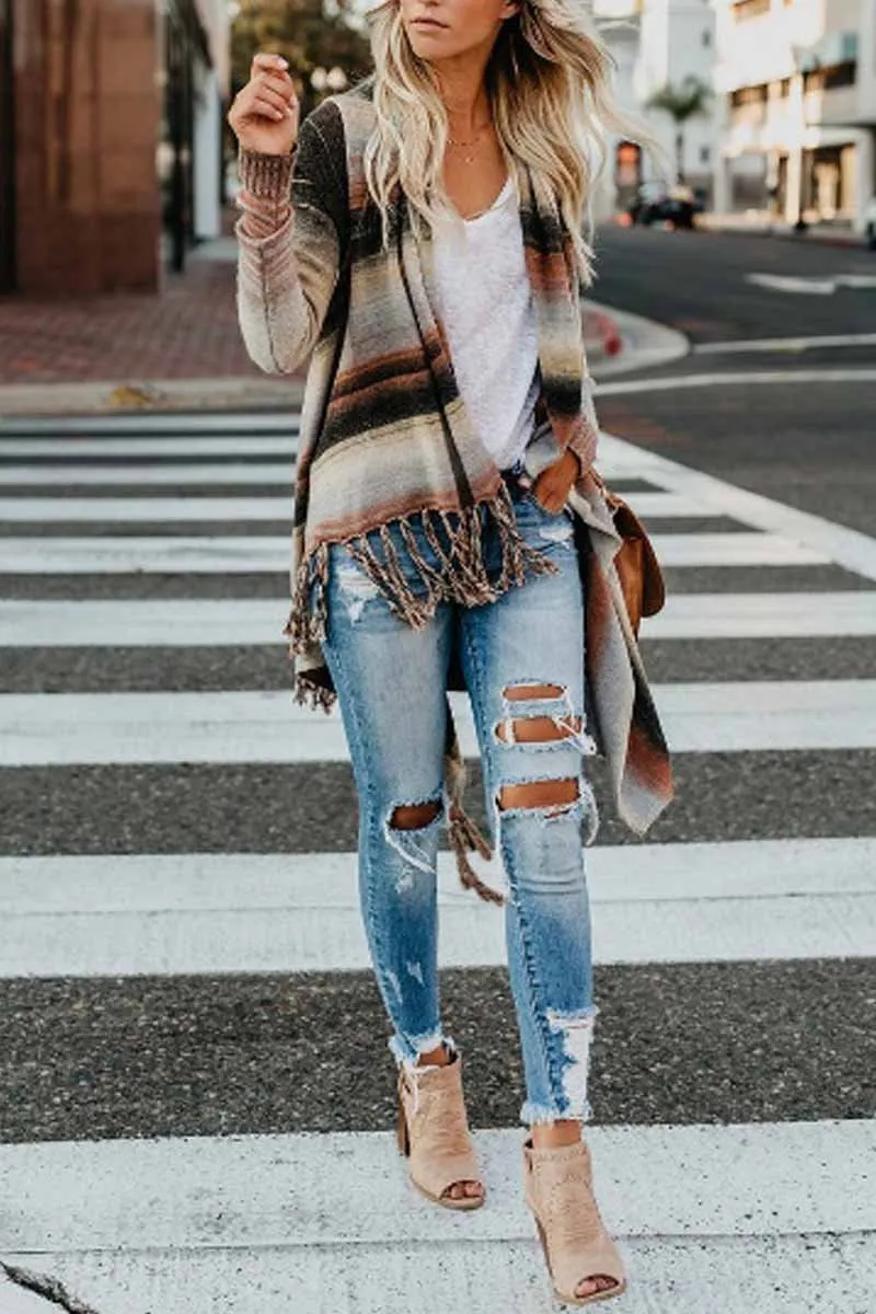 Dunnmall Tassel Cardigan Sweater Tops