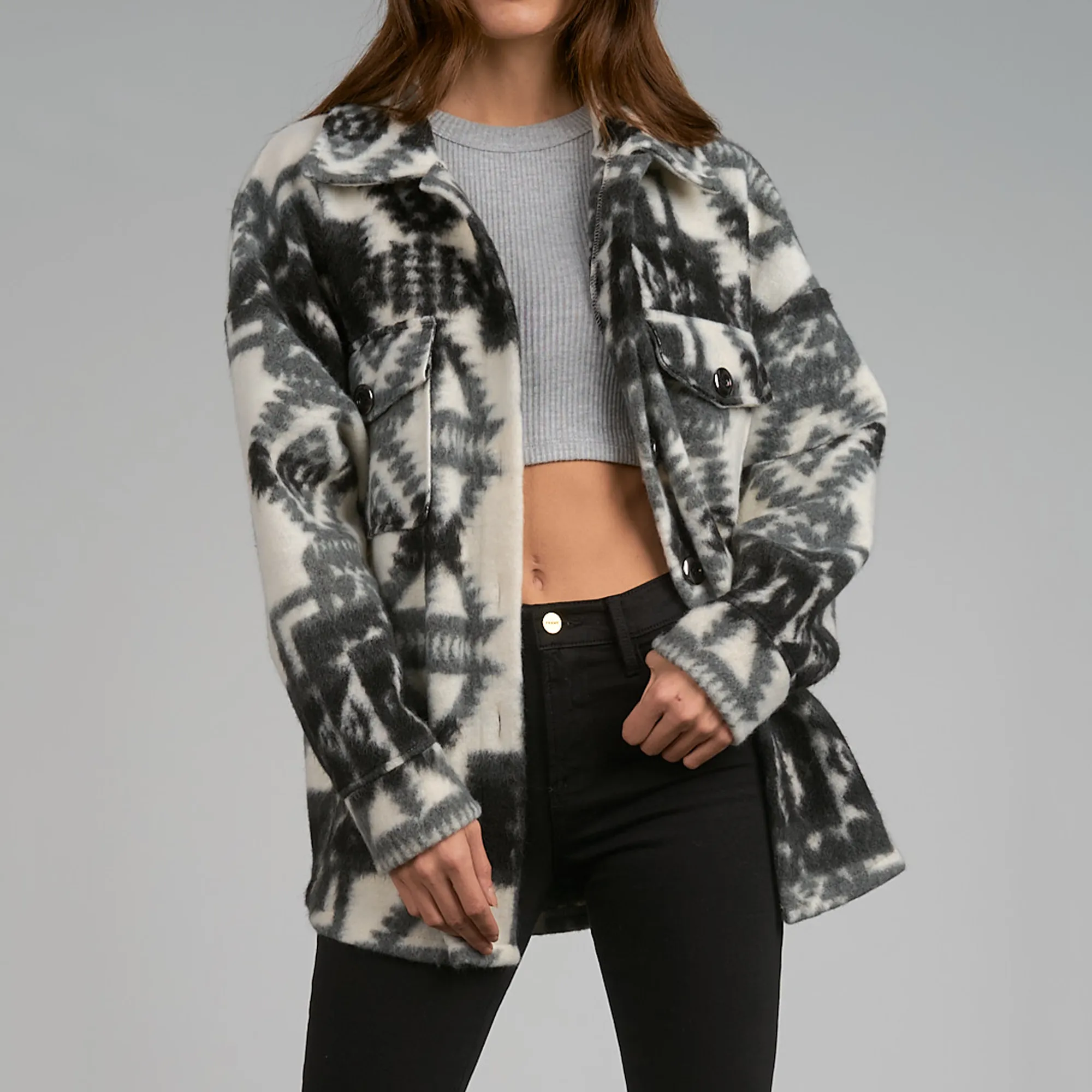 Elan Brush Print Jacket