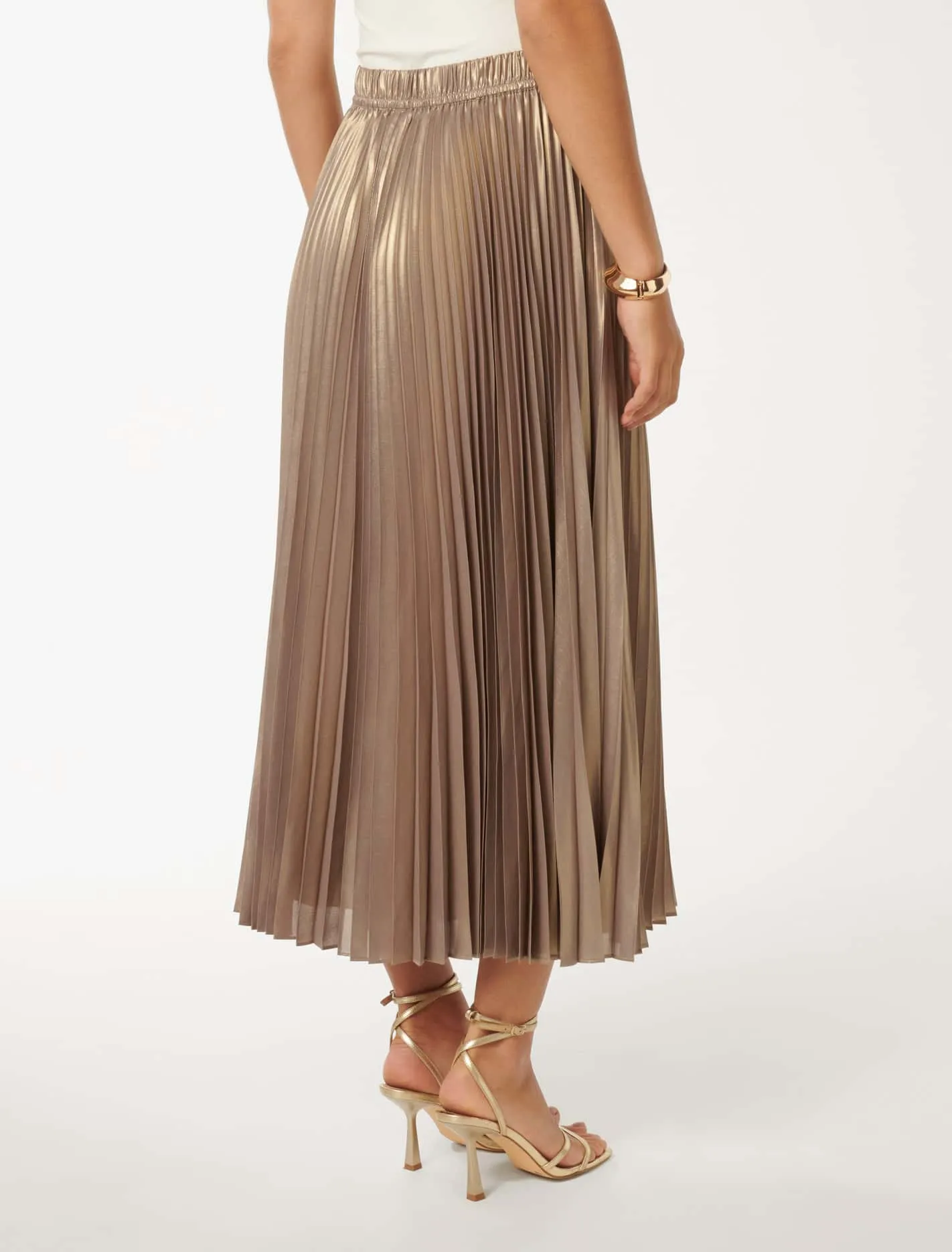 Estella Metallic Pleated Maxi Skirt