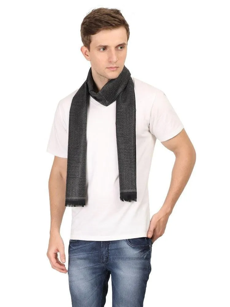 FabSeasons Black Men's Casual Checkered Acrylic Woolen Muffler, Scarf