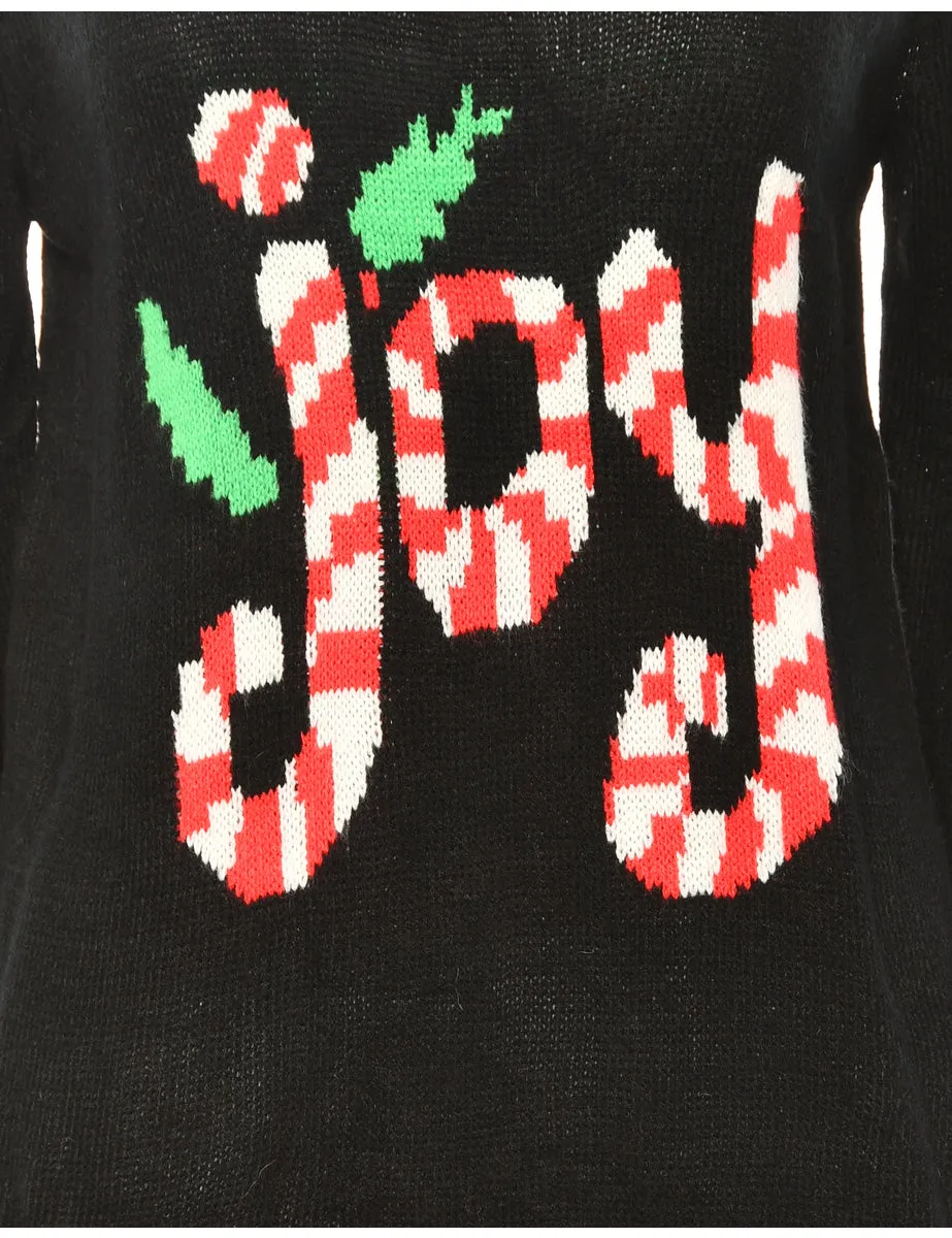 Festive Season Black & Red Joy Christmas Jumper - M