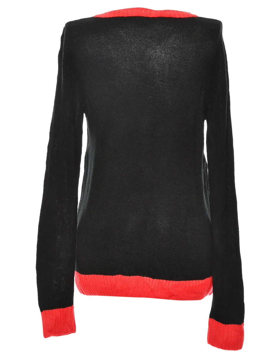 Festive Season Black & Red Joy Christmas Jumper - M