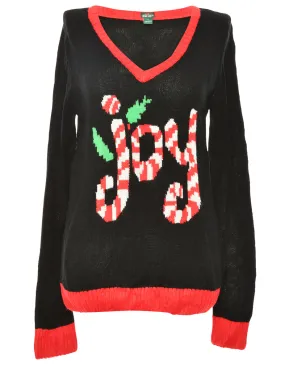 Festive Season Black & Red Joy Christmas Jumper - M