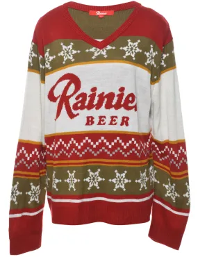 Festive Season Rainier Beer Christmas Jumper - L