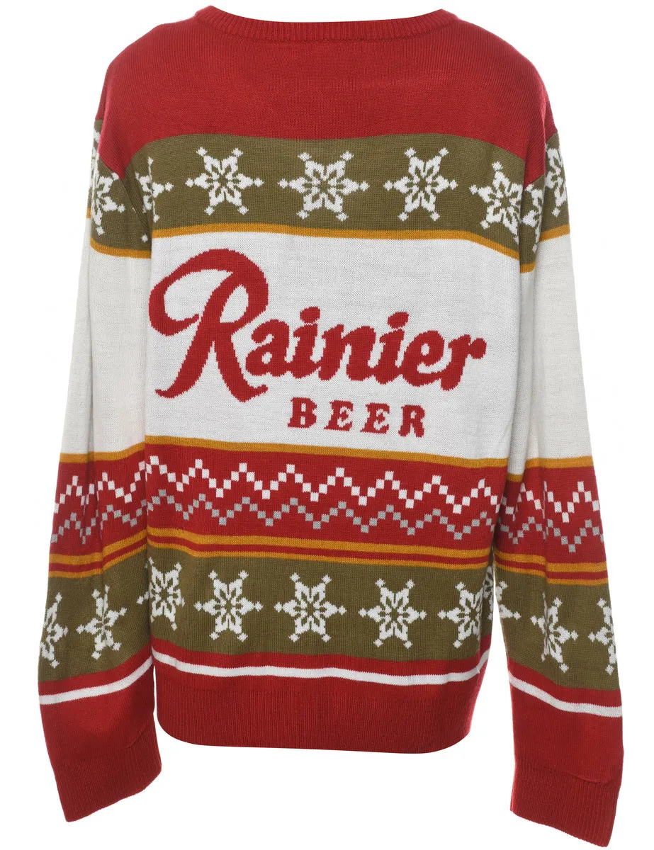 Festive Season Rainier Beer Christmas Jumper - L