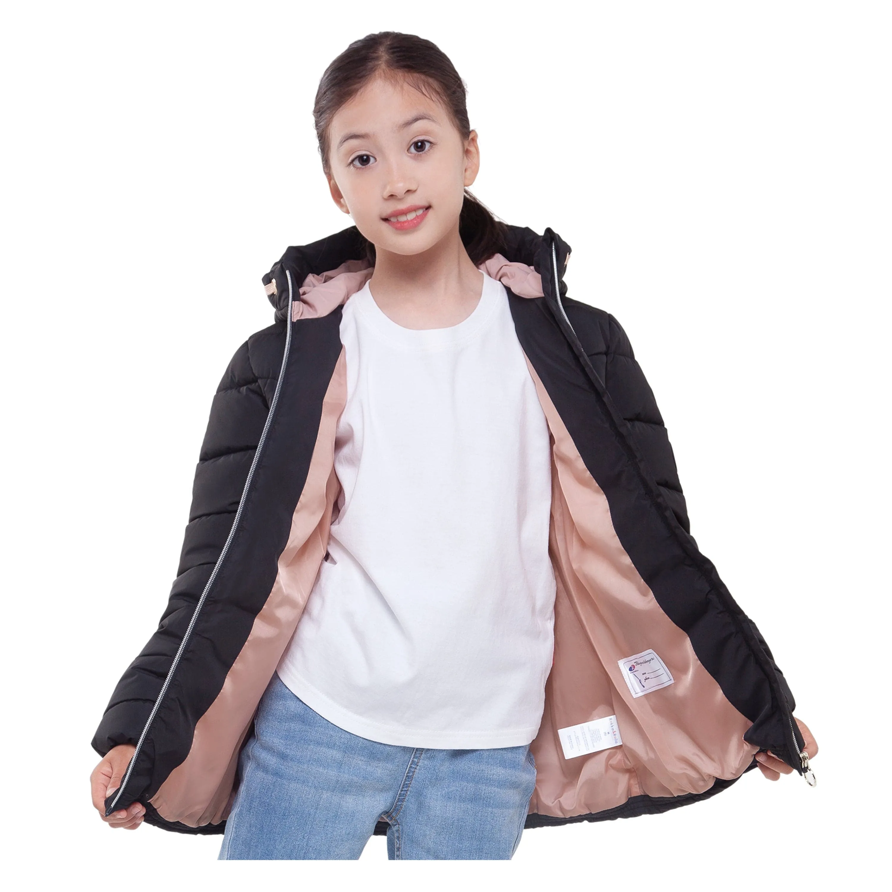 Girls' Jacket Lightweight Long Puffer Jacket