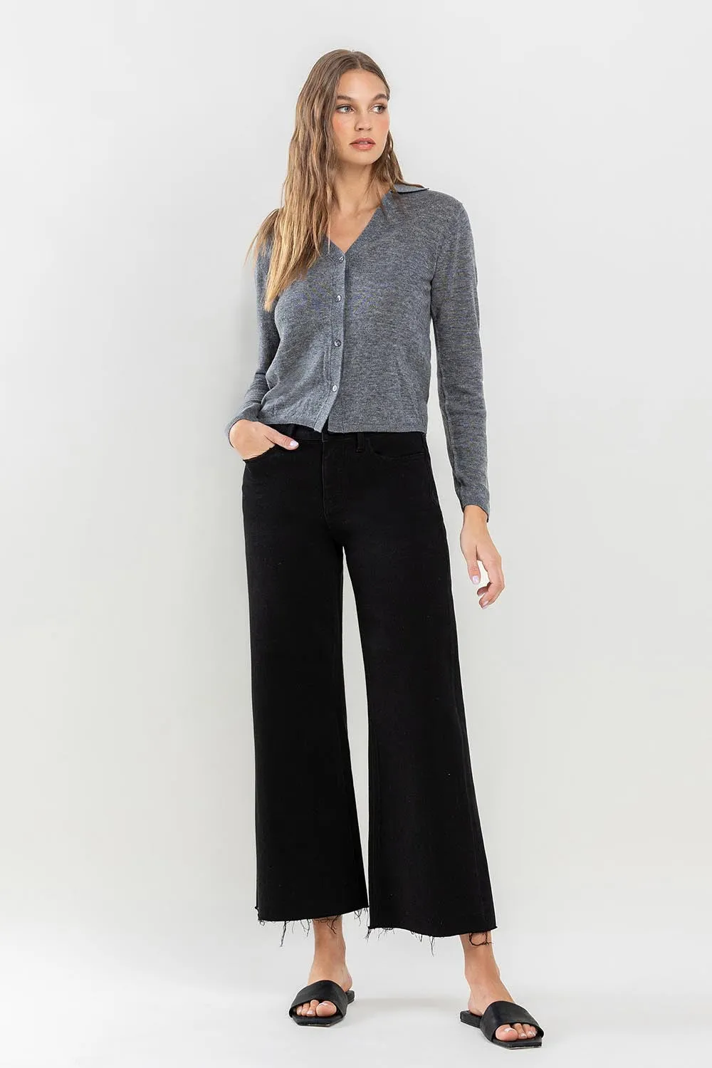 Hi Rise Cropped wideleg - Black