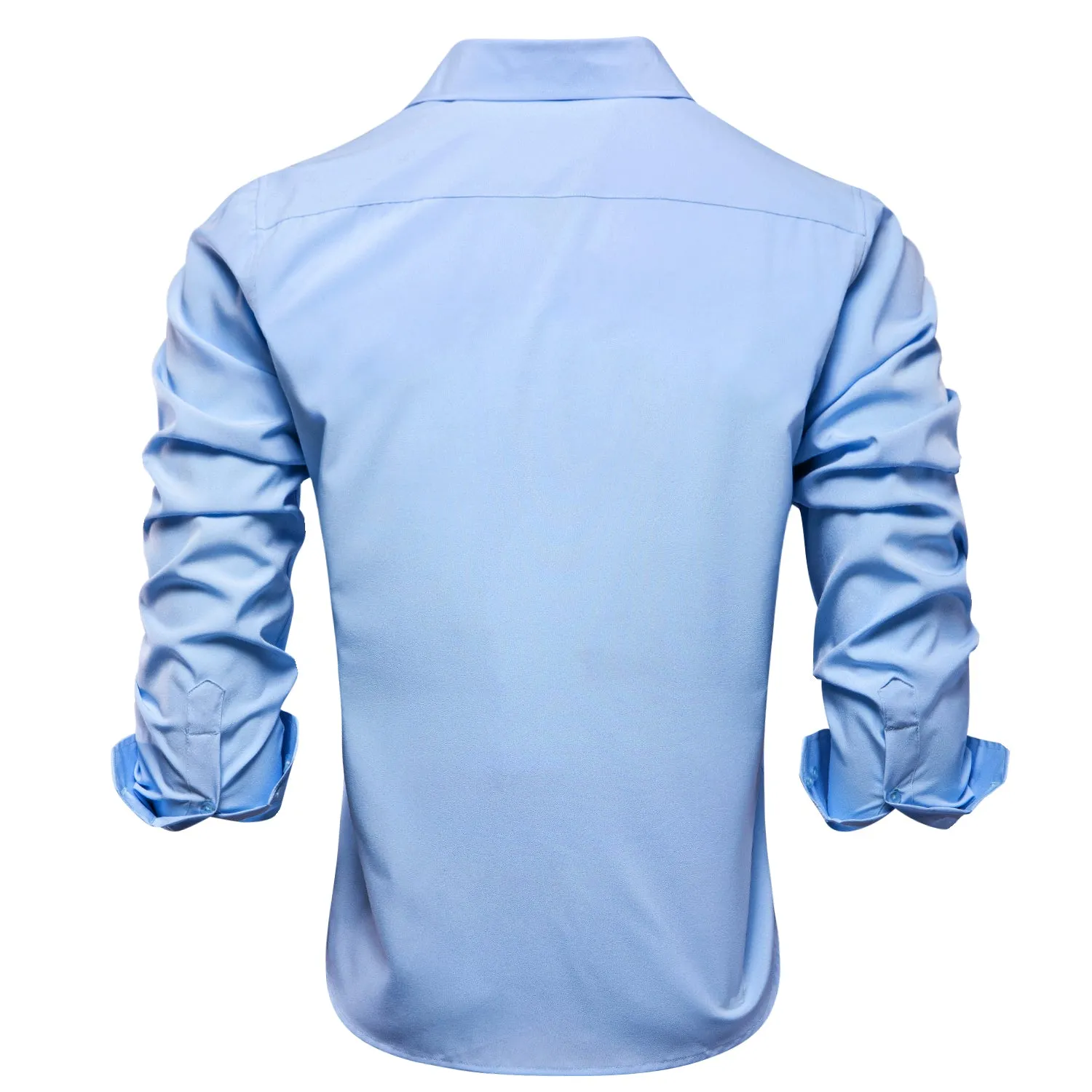 Hi-Tie Dress Shirt Sky Blue Stretch Men's Long Sleeve Shirt