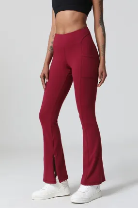 High-Waist Split Bootcut Leggings with Pockets