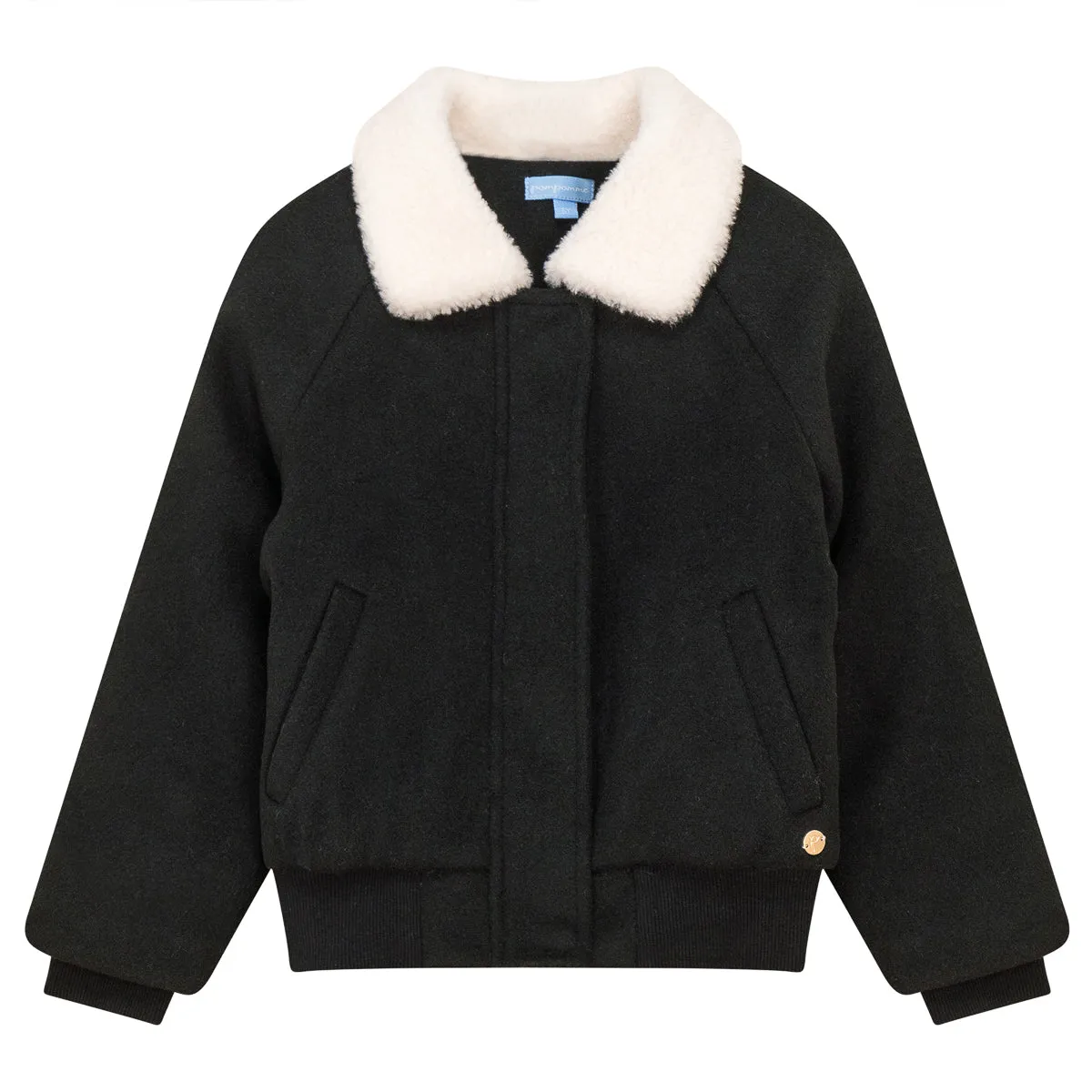 jacket wool with sherpa collar - black