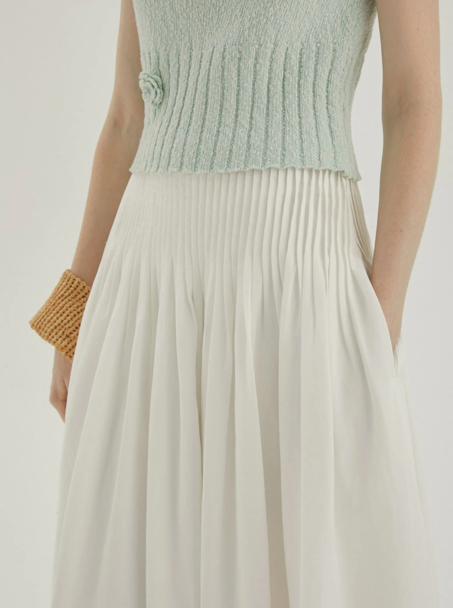 Linen Lyocell Pleated Skirt