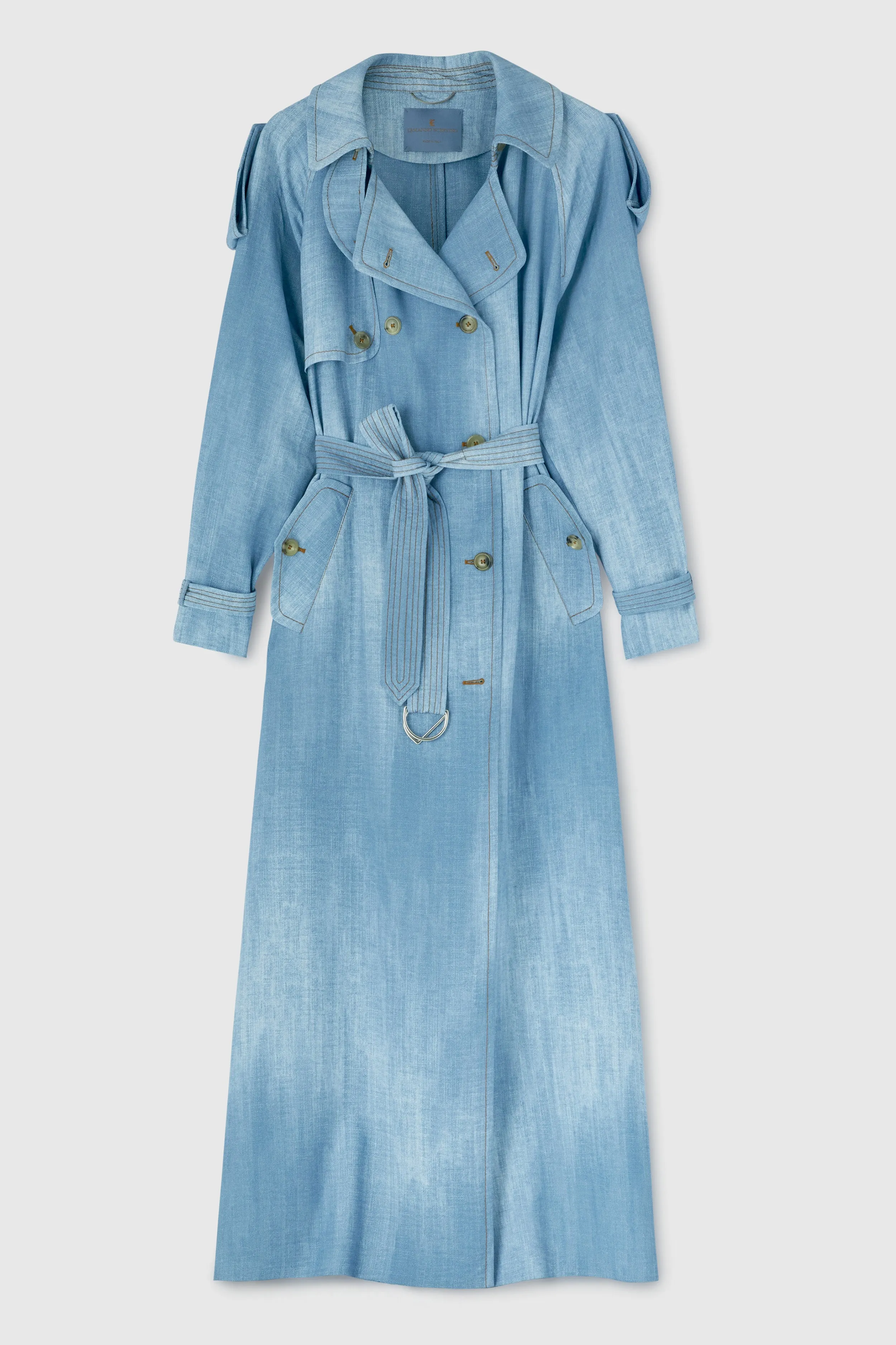 Long double-breasted trench coat