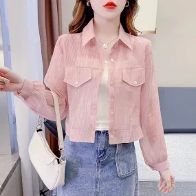 Loose Summer Short Chiffon Shirt For Women