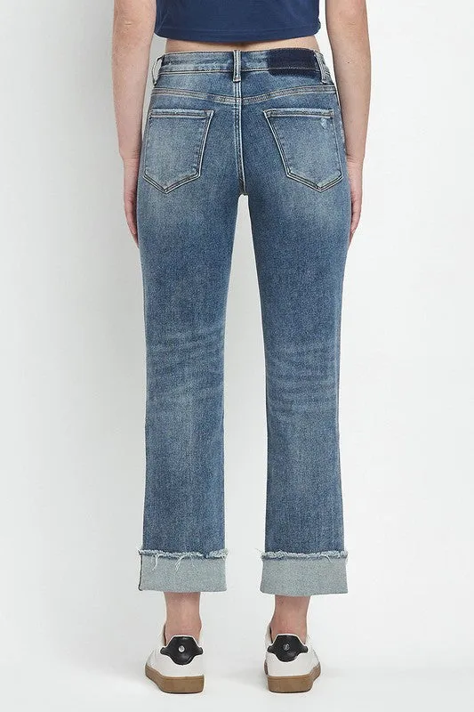 Lovervet High Rise Distressed Cuffed Straight Jeans