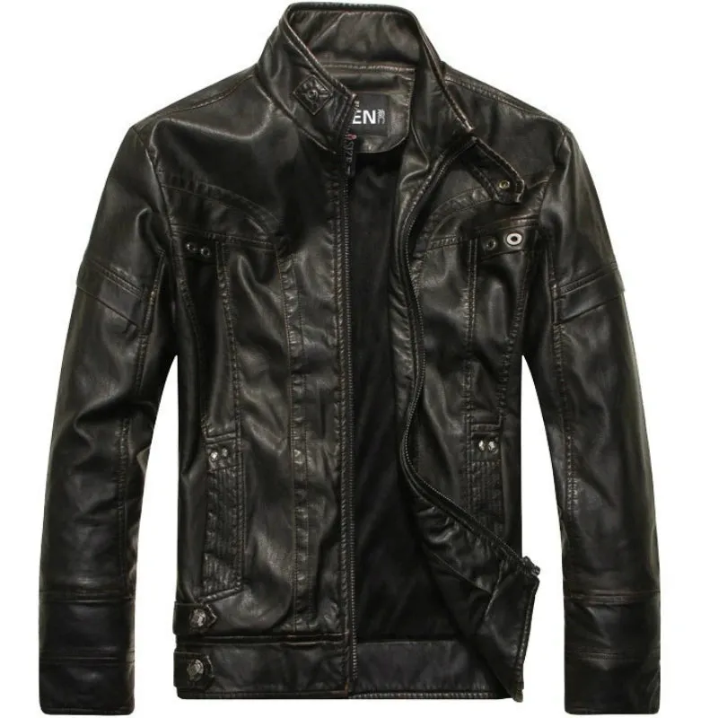 Mad Men PU Leather Jacket/Classic Motorcycle Vegan Leather Jacket