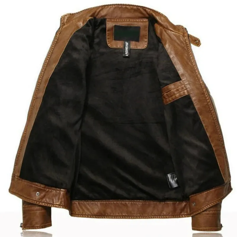 Mad Men PU Leather Jacket/Classic Motorcycle Vegan Leather Jacket