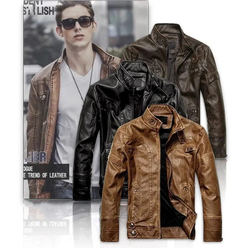 Mad Men PU Leather Jacket/Classic Motorcycle Vegan Leather Jacket