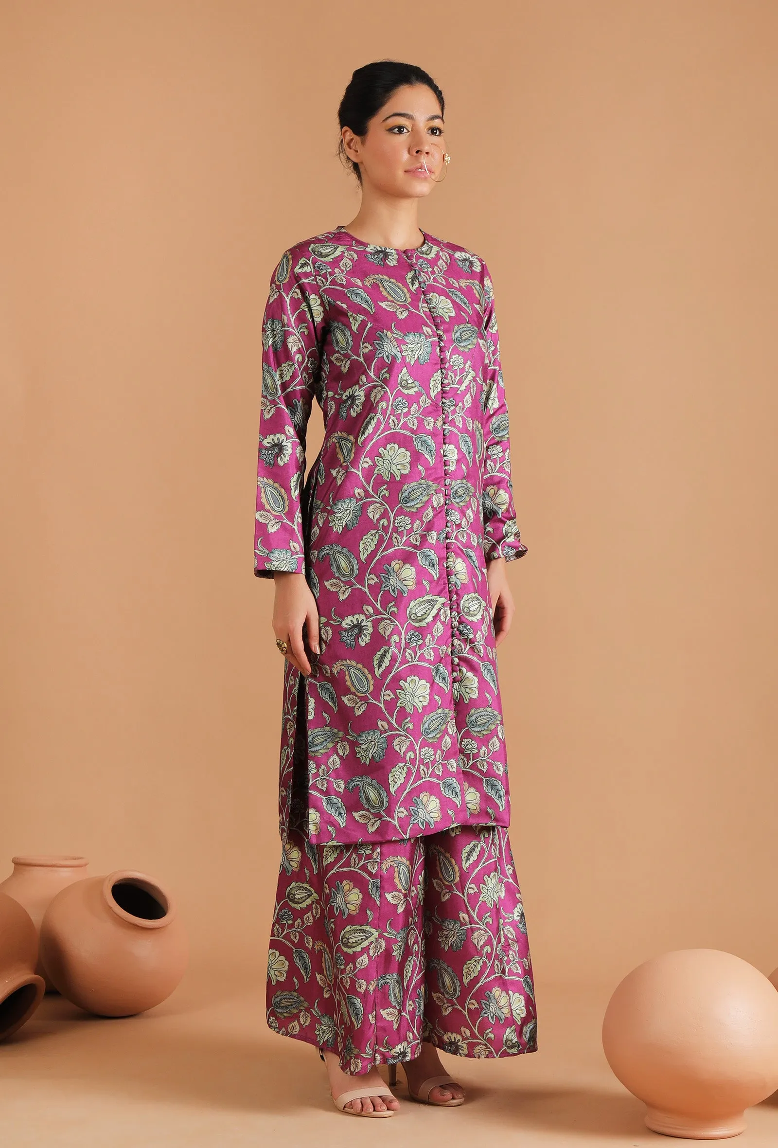 Mahira Allover Kalamkari Long Jacket Style Kurta