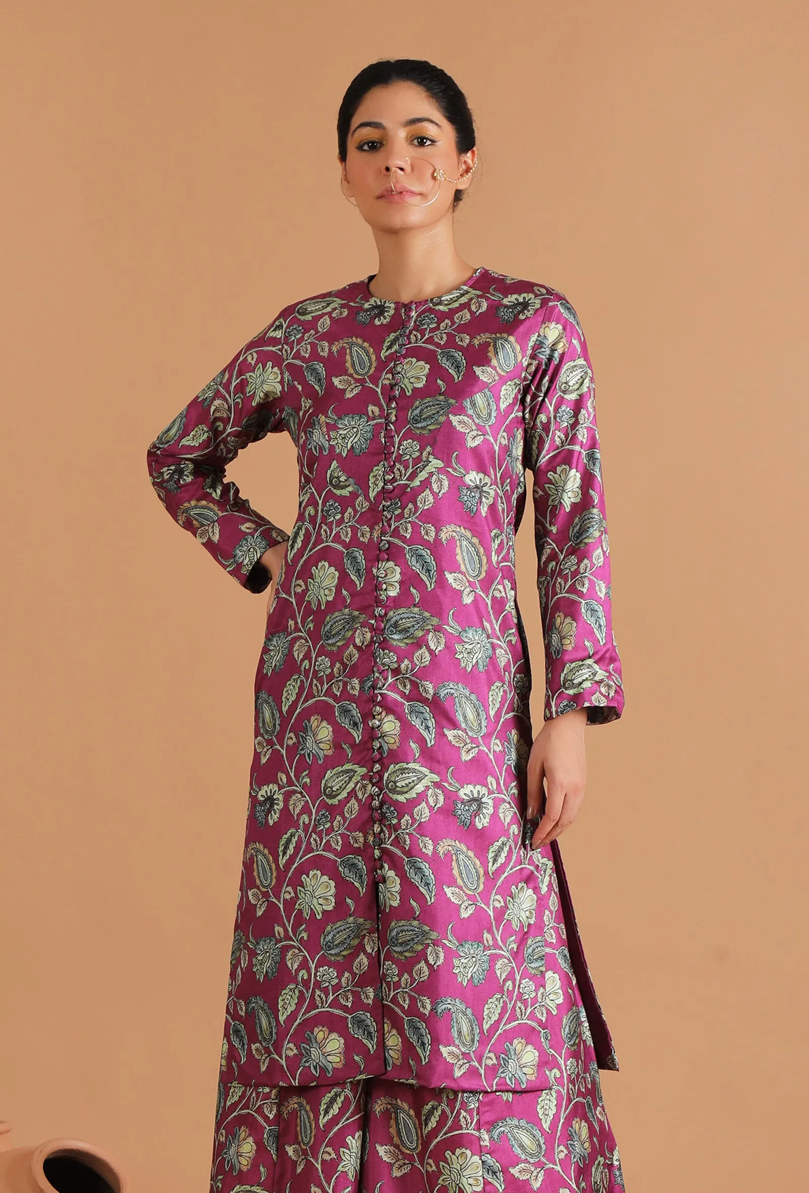 Mahira Allover Kalamkari Long Jacket Style Kurta