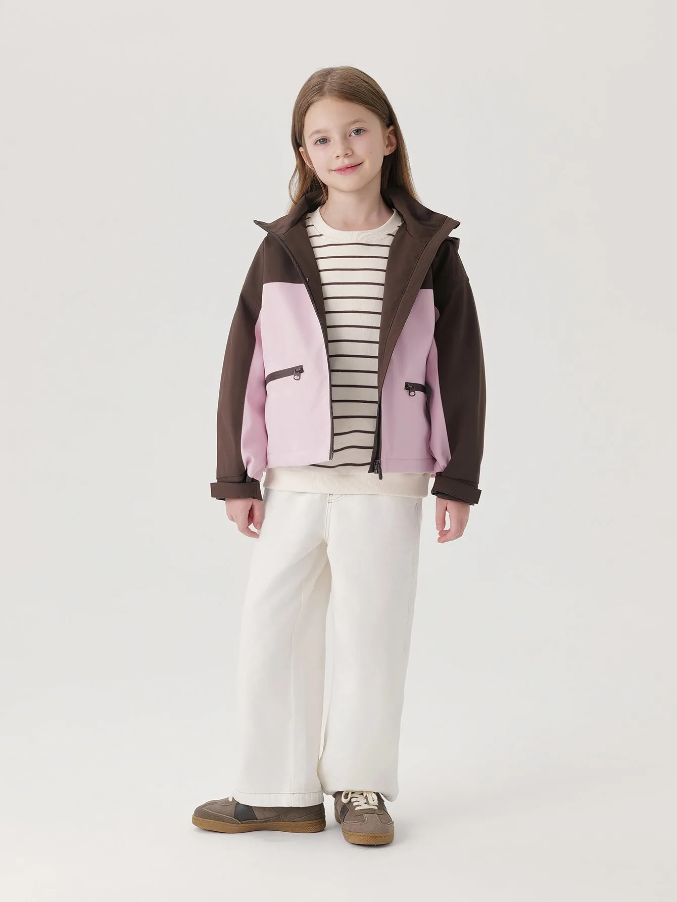 MARC & JANIE Boys Girls Color Block Zip Hooded Jacket 241309