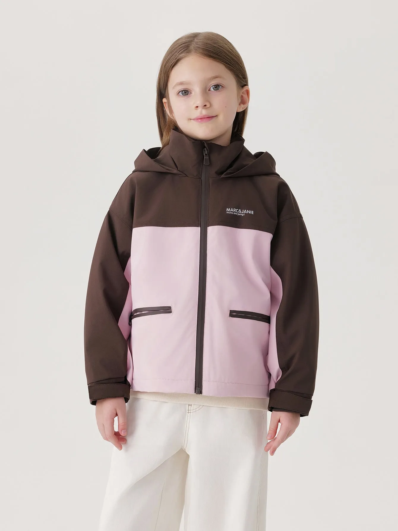 MARC & JANIE Boys Girls Color Block Zip Hooded Jacket 241309