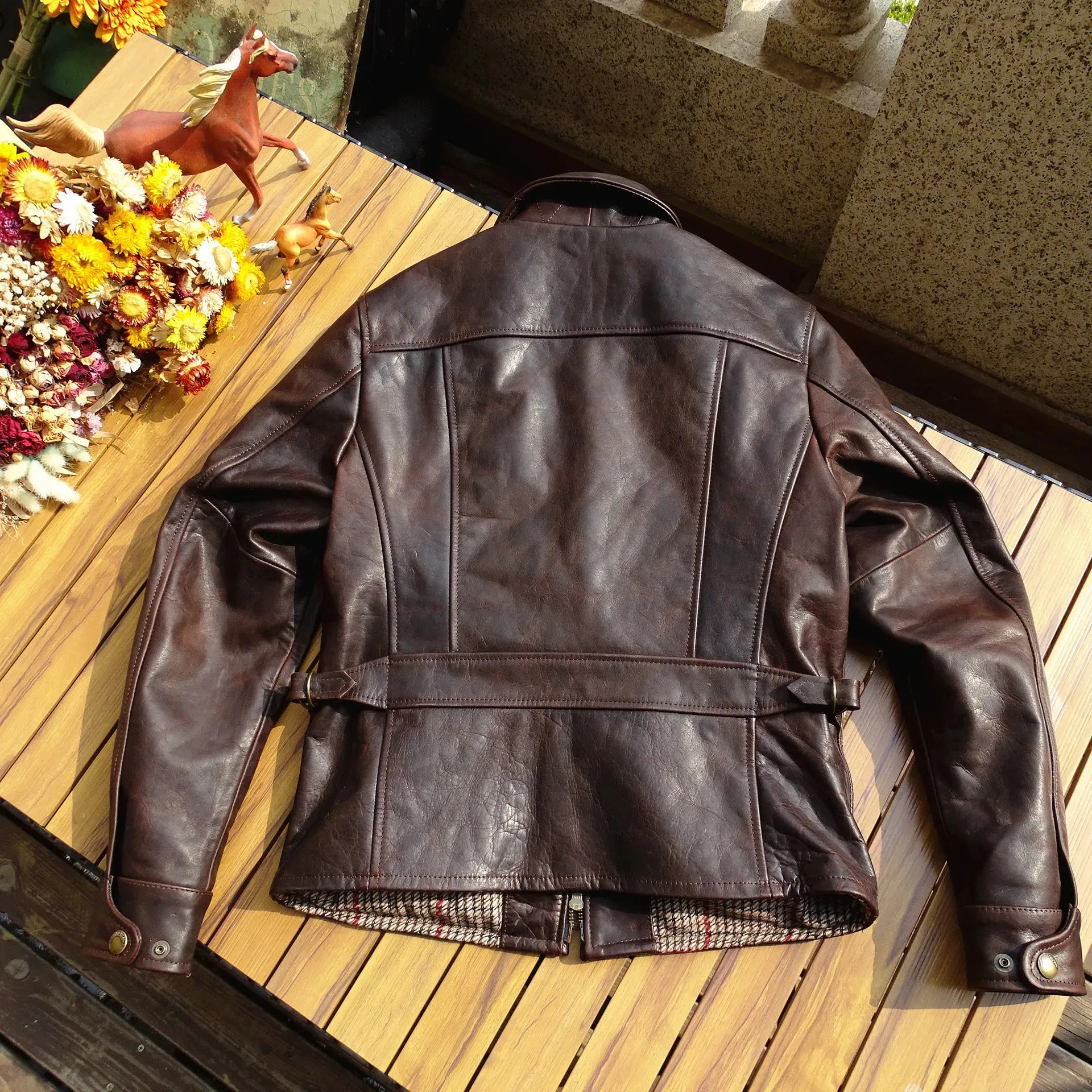 Men's Leather Jacket Sboy Style Horsehide Vintage Outwear