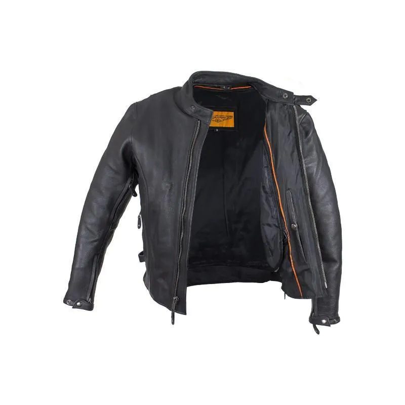 Men's Leather Motorcycle Jacket With Air Vents, MJ820-11-DL