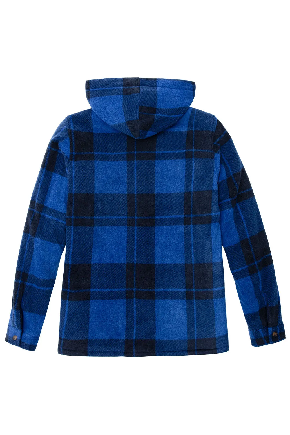 Men's Sherpa Lined Fleece Plaid Shirt Jacket with Removable Hood